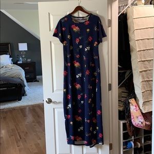 Navy Blue Floral Print Lularoe Maria